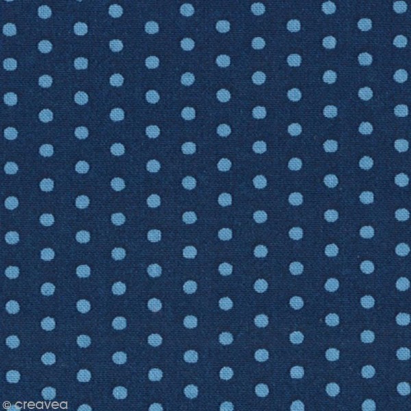 Tissu Frou Frou Bleu intense - Pois (210) - A la coupe par 10 cm (sur mesure) - Photo n°1