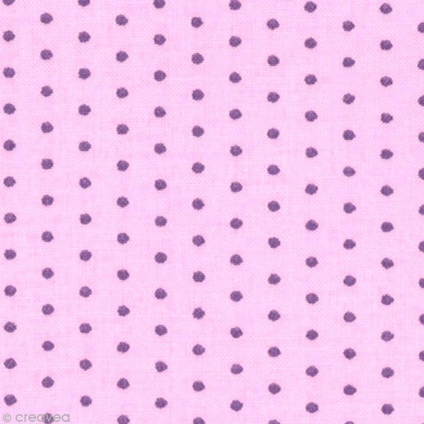 Tissu Frou Frou Lavande rosée - Points (405) - A la coupe par 10 cm (sur mesure) - Photo n°1