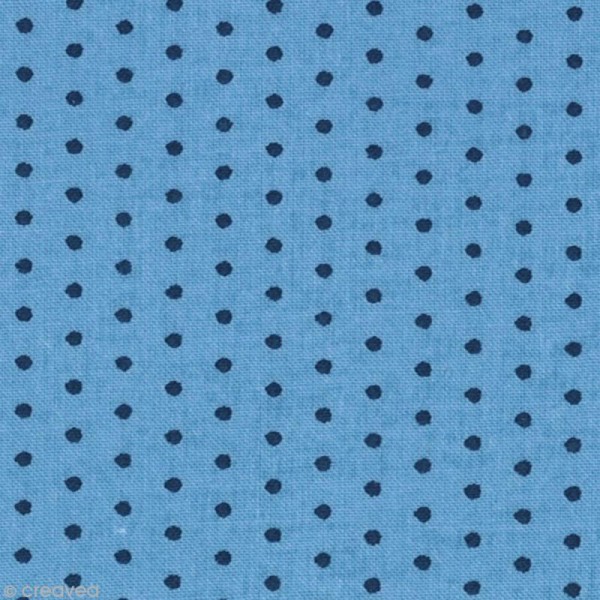 Tissu Frou Frou Bleu intense - Points (410) - A la coupe par 10 cm (sur mesure) - Photo n°1
