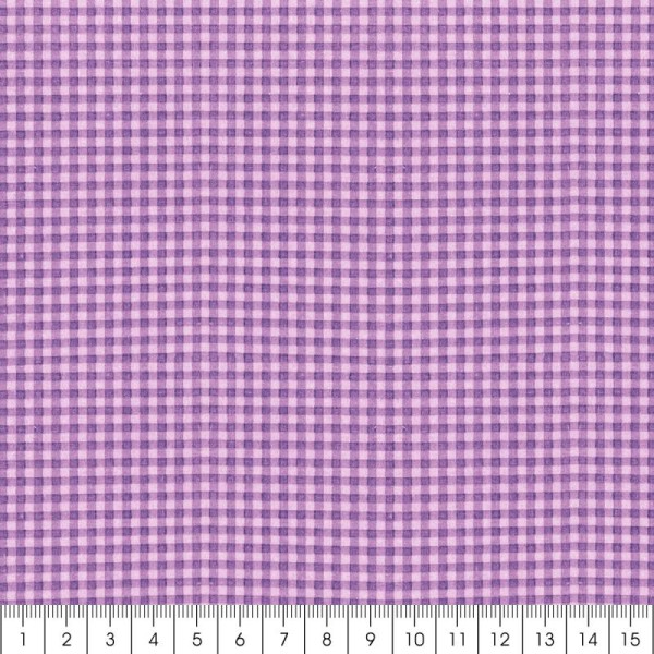 Tissu Frou Frou Lavande rosée - Vichy (505) - A la coupe par 10 cm (sur mesure) - Photo n°2