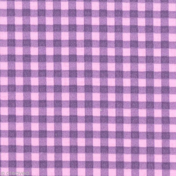 Tissu Frou Frou Lavande rosée - Vichy (505) - A la coupe par 10 cm (sur mesure) - Photo n°1