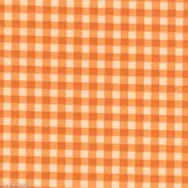 Tissu Frou Frou Douceur mandarine - Vichy (509) - A la coupe par 10 cm (sur mesure) - Photo n°1