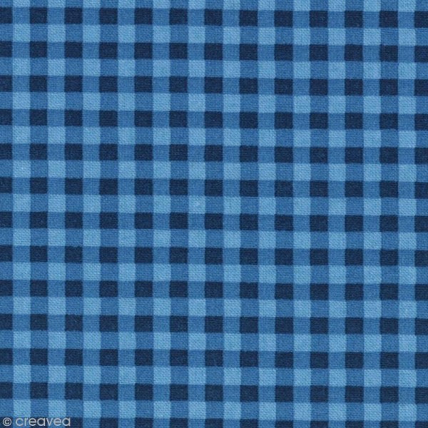 Tissu Frou Frou Bleu intense - Vichy (510) - A la coupe par 10 cm (sur mesure) - Photo n°1