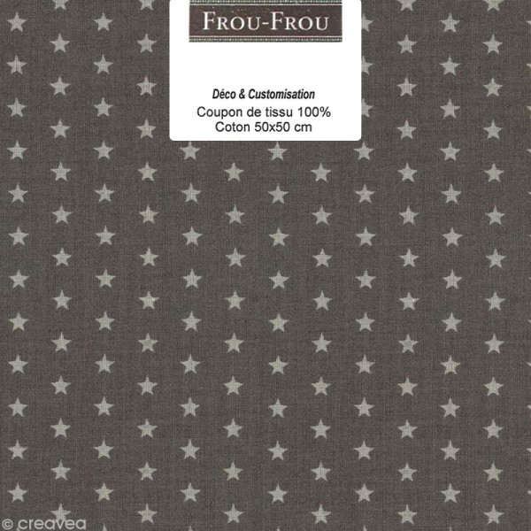 Coupon tissu Frou Frou Taupe - Etoile (101) - 50 x 50 cm - Photo n°1