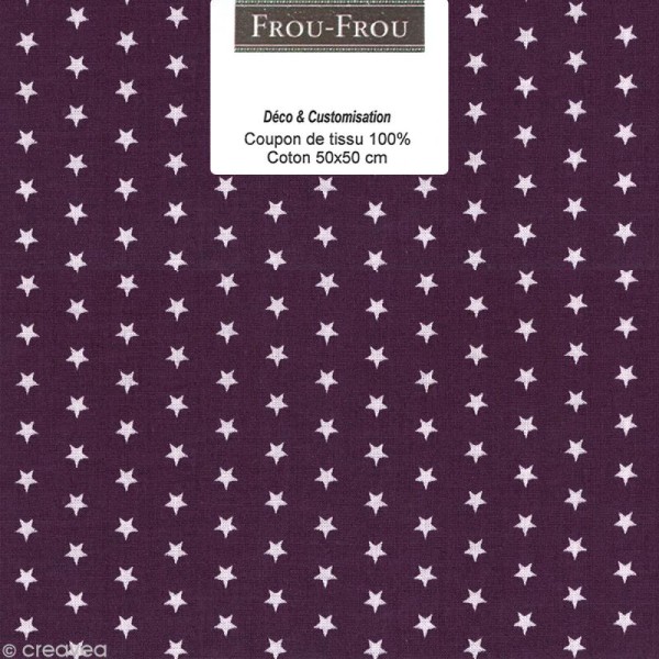 Coupon tissu Frou Frou Prune délicate - Etoile (106) - 50 x 50 cm - Photo n°1