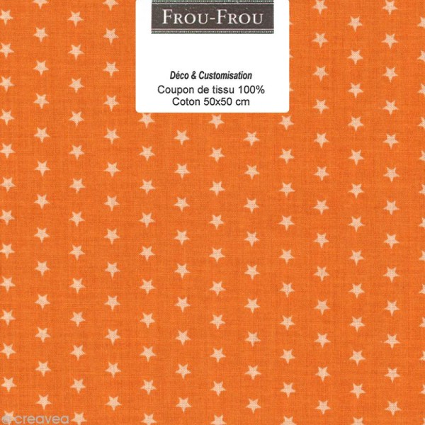 Coupon tissu Frou Frou Douceur mandarine - Etoile (109) - 50 x 50 cm - Photo n°1