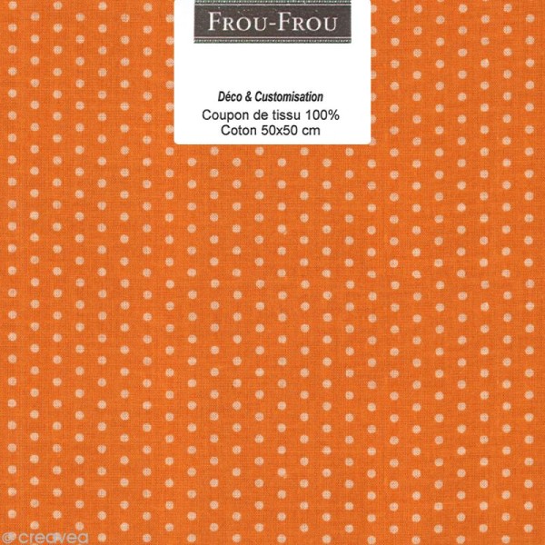 Coupon tissu Frou Frou Douceur mandarine - Pois (209) - 50 x 50 cm - Photo n°1