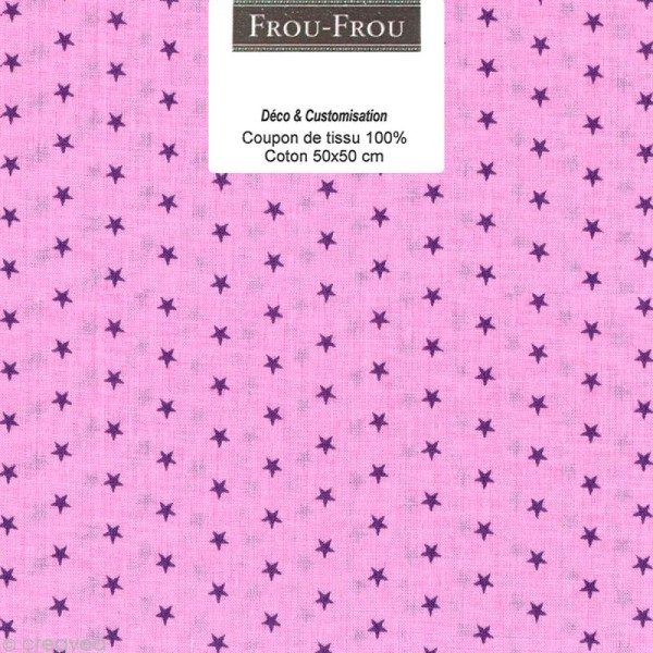 Coupon tissu Frou Frou Lavande rosée - Etoilé (305) - 50 x 50 cm - Photo n°1