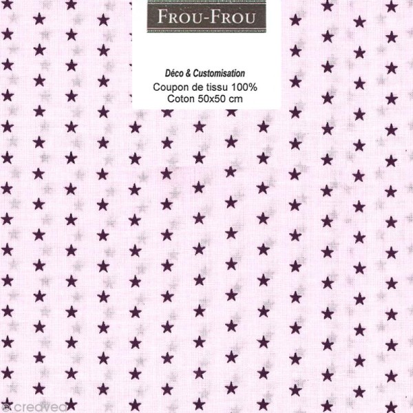 Coupon tissu Frou Frou Prune délicate - Etoilé (306) - 50 x 50 cm - Photo n°1