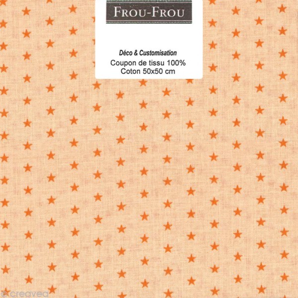 Coupon tissu Frou Frou Douceur mandarine - Etoilé (309) - 50 x 50 cm - Photo n°1