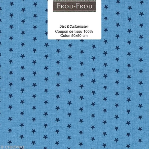 Coupon tissu Frou Frou Bleu intense - Etoilé (310) - 50 x 50 cm - Photo n°1