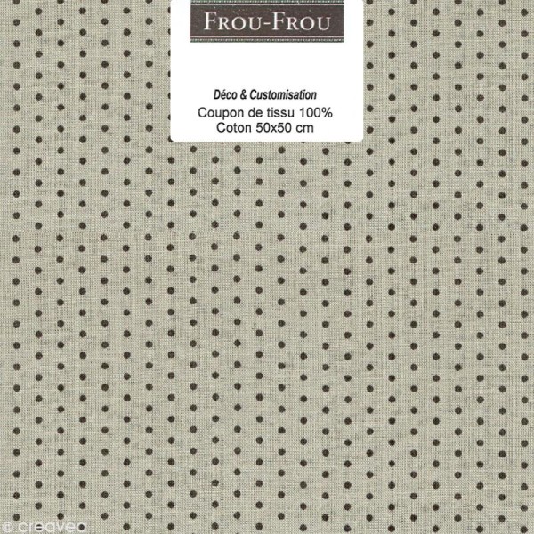 Coupon tissu Frou Frou Taupe - Points (401) - 50 x 50 cm - Photo n°1