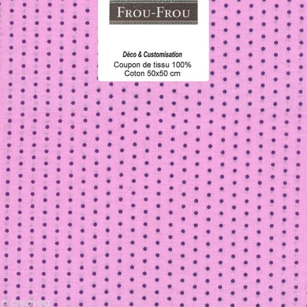 Coupon tissu Frou Frou Lavande rosée - Points (405) - 50 x 50 cm - Photo n°1