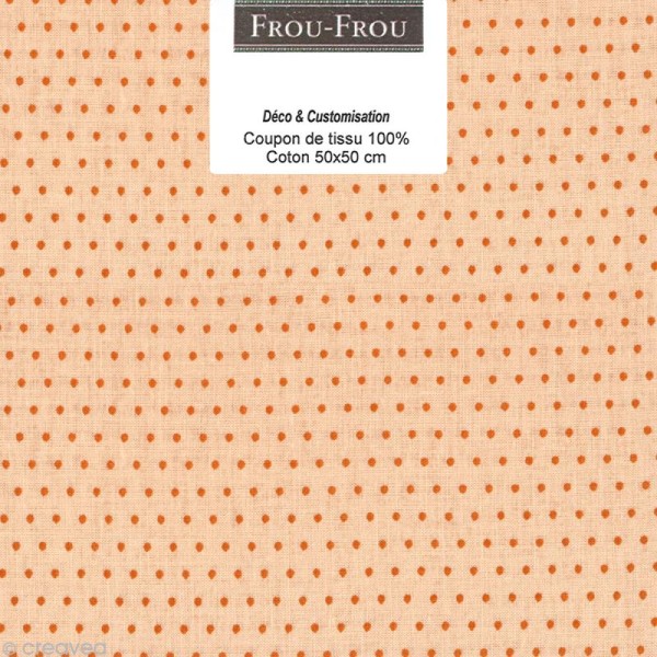 Coupon tissu Frou Frou Douceur mandarine - Points (409) - 50 x 50 cm - Photo n°1
