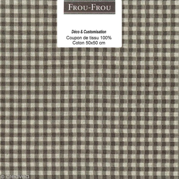 Coupon tissu Frou Frou Taupe - Vichy (501) - 50 x 50 cm - Photo n°1