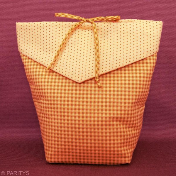 Coupon tissu Frou Frou Douceur mandarine - Vichy (509) - 50 x 50 cm - Photo n°2