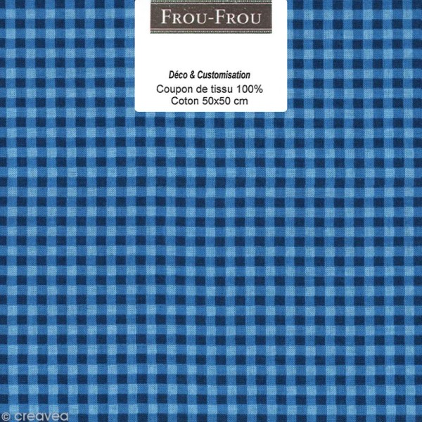 Coupon tissu Frou Frou Bleu intense - Vichy (510) - 50 x 50 cm - Photo n°1