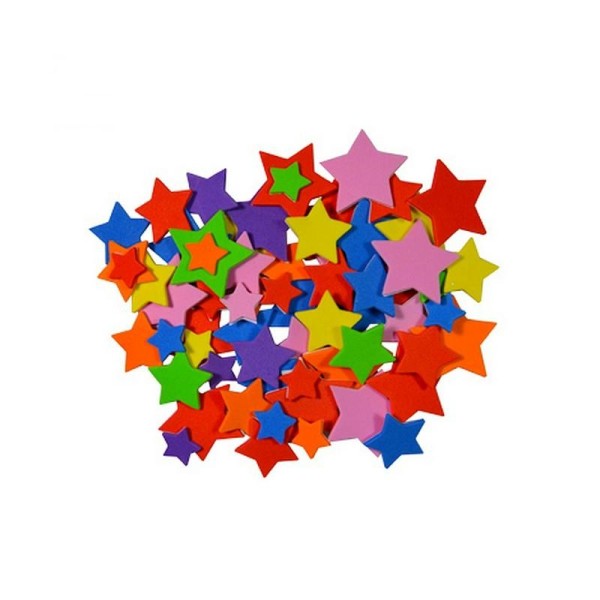 Lot de 55 Gommettes Étoiles en Mousse adhésive, 3 tailles 1,5 x 2,5 x 3,5 cm , pour enfant et scrapb - Photo n°1