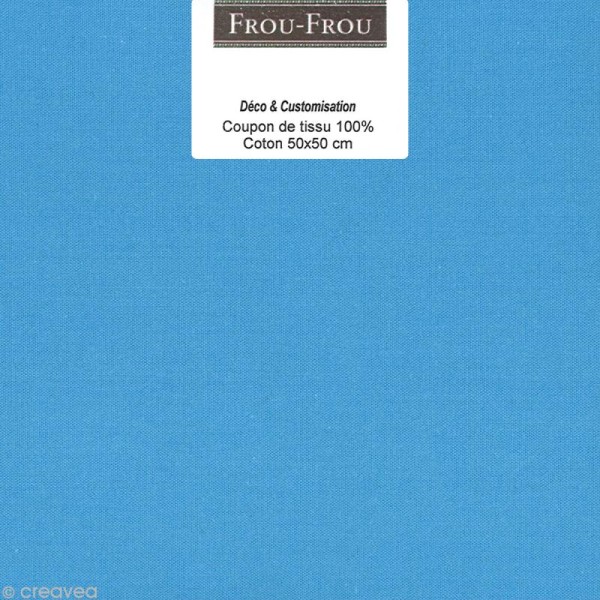 Coupon tissu Frou Frou uni - Bleu intense clair (610) - 50 x 50 cm - Photo n°1