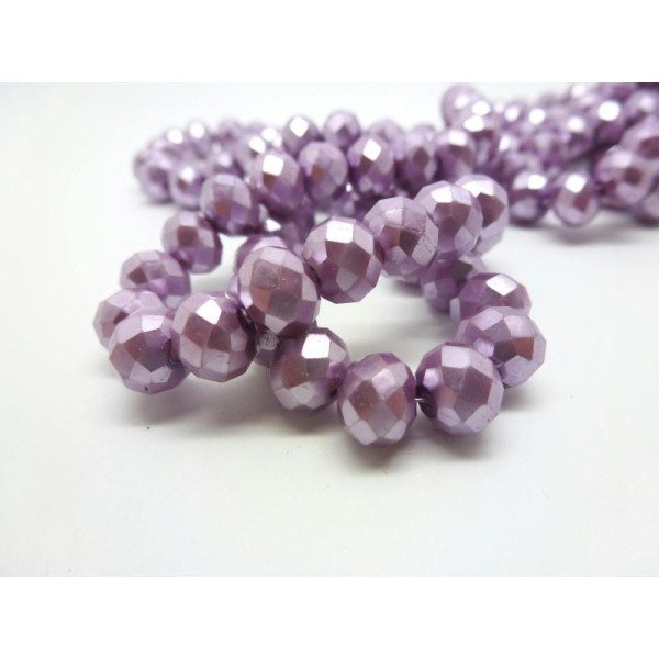 12 Perles Rondelles à facettes Cristal Violet,Parme -  8*6mm - Photo n°1