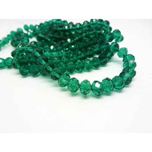 10 Perles Rondelles à facettes Cristal Vert Malachite -  8*6mm - Photo n°1