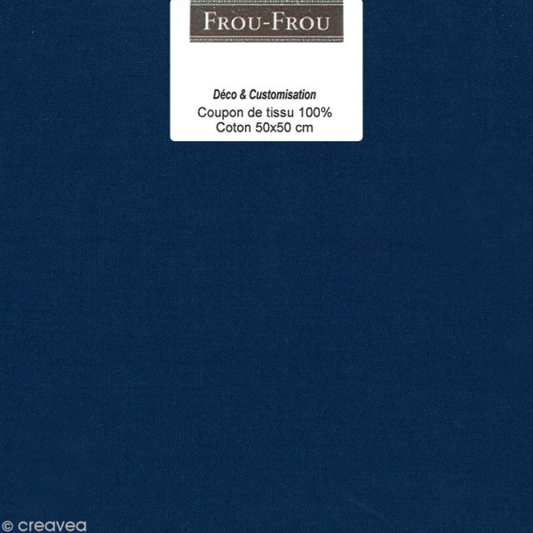 Coupon tissu Frou Frou uni - Bleu intense foncé (710) - 50 x 50 cm - Photo n°1