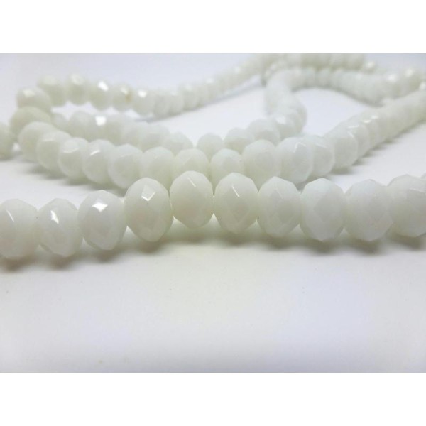 12 Perles Rondelles à facettes Cristal Blanc - 8*6mm - Photo n°1