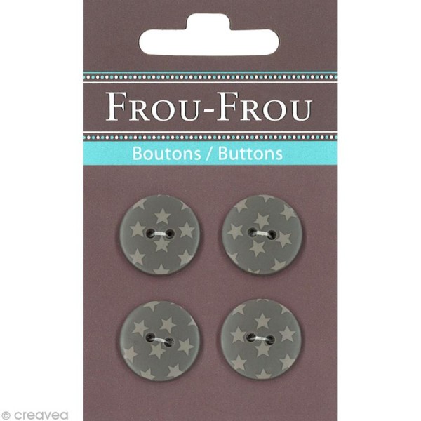 Bouton Frou Frou - 18 mm - Etoile Taupe - 4 pièces - Photo n°1