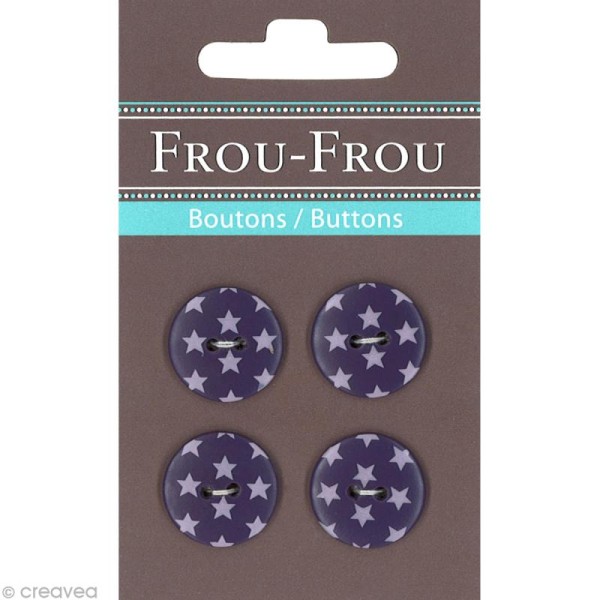 Bouton Frou Frou - 18 mm - Etoile Prune délicate - 4 pièces - Photo n°1
