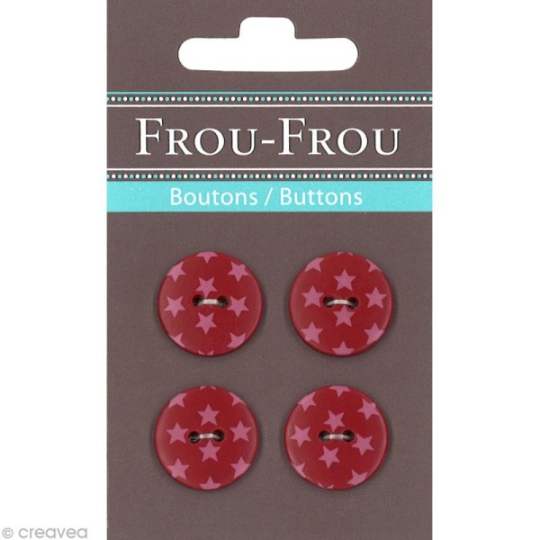 Bouton Frou Frou - 18 mm - Etoile Rubis éclatant - 4 pièces - Photo n°1