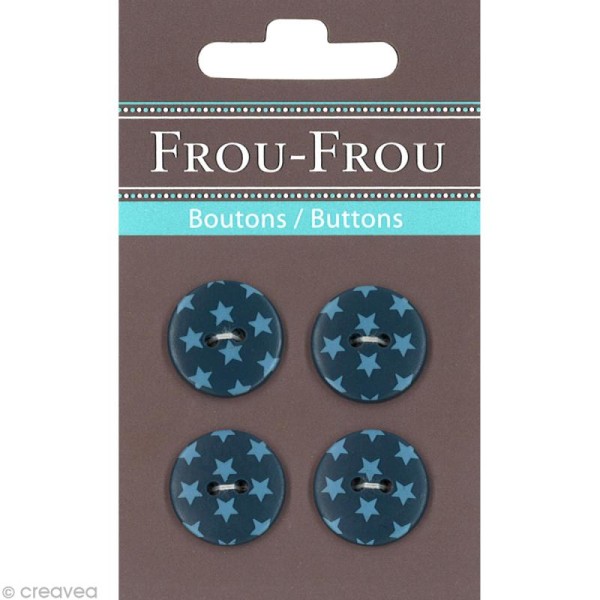 Bouton Frou Frou - 18 mm - Etoile Bleu intense - 4 pièces - Photo n°1