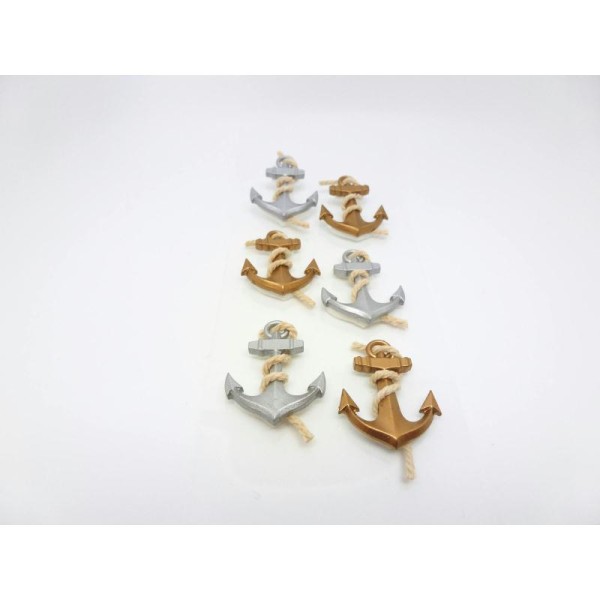 6 Stickers 3D Ancres Marines - Emballages Cadeaux, Embellissements, Scrapbooking, Cartes - Photo n°1