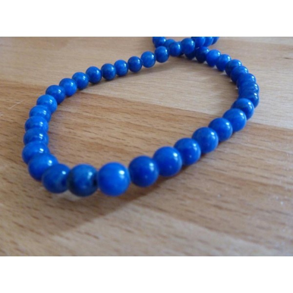 16 Perles De Jade Rondes 6Mm Bleu Royal - Photo n°1