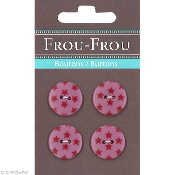 Bouton Frou Frou - 18 mm - Etoilé Rubis éclatant - 4 pièces - Photo n°1