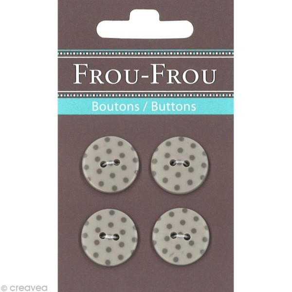 Bouton Frou Frou - 18 mm - Points Taupe - 4 pièces - Photo n°1