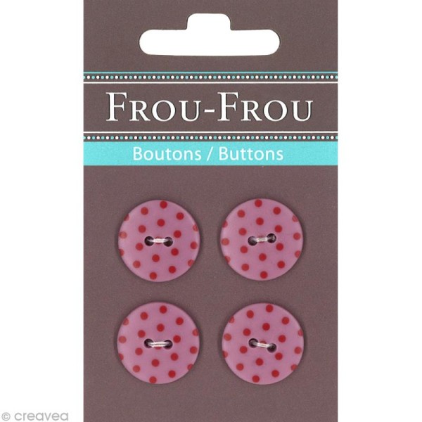 Bouton Frou Frou - 18 mm - Points Rubis éclatant - 4 pièces - Photo n°1
