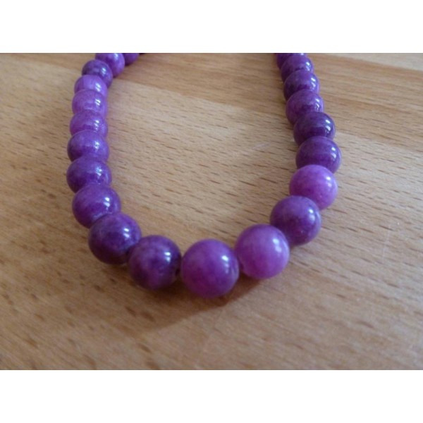 10 Perles De Jade Rondes 8Mm Violet - Photo n°1