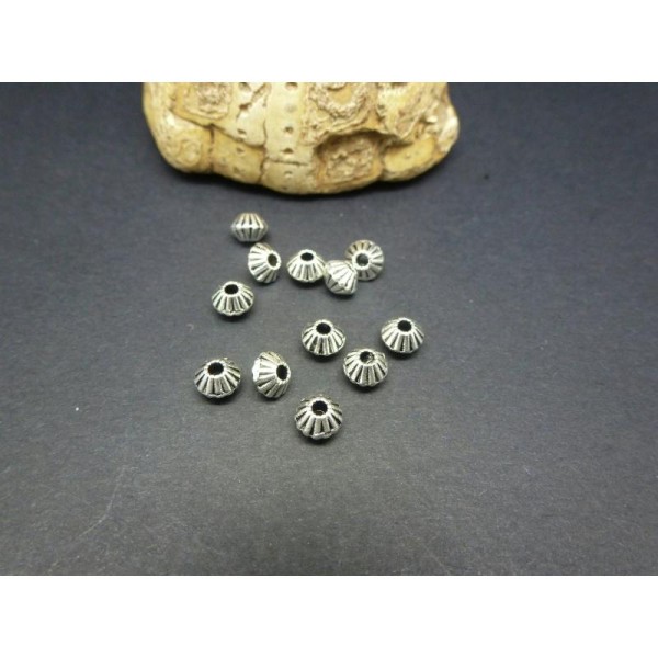 25 Perles En Métal Toupie 5*4Mm Argent Vieilli - Photo n°1