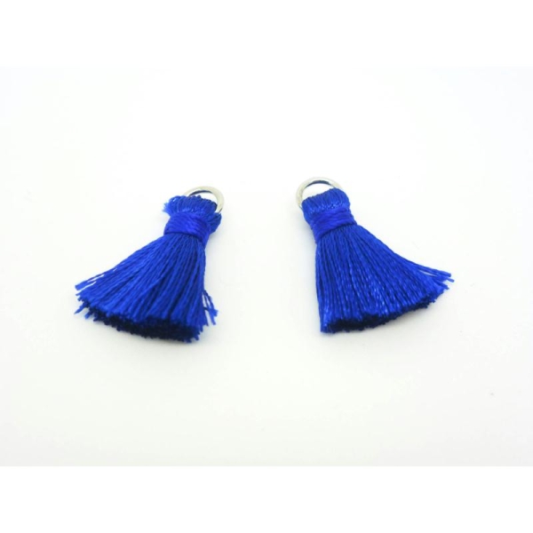 2 Pompons Bleu Royal 22*10Mm Polyester Légèrement Soyeux - Photo n°1