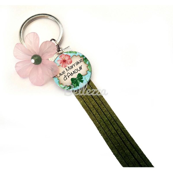 Porte clés,bijoux de sacs, cabochon image, Une marraine d'amour, exotique - Photo n°2