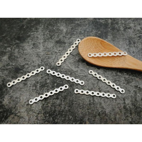 Connecteurs barre multirang, Séparateur de perles, Métal argenté, 28 mm, 20 pcs - Photo n°2