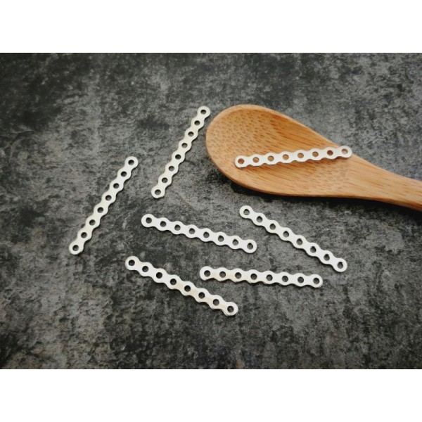 Connecteurs barre multirang, Séparateur de perles, Métal argenté, 28 mm, 20 pcs - Photo n°3