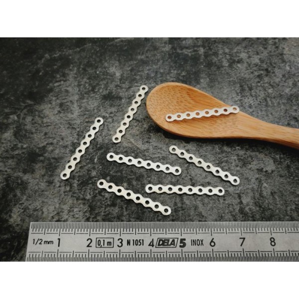 Connecteurs barre multirang, Séparateur de perles, Métal argenté, 28 mm, 20 pcs - Photo n°4