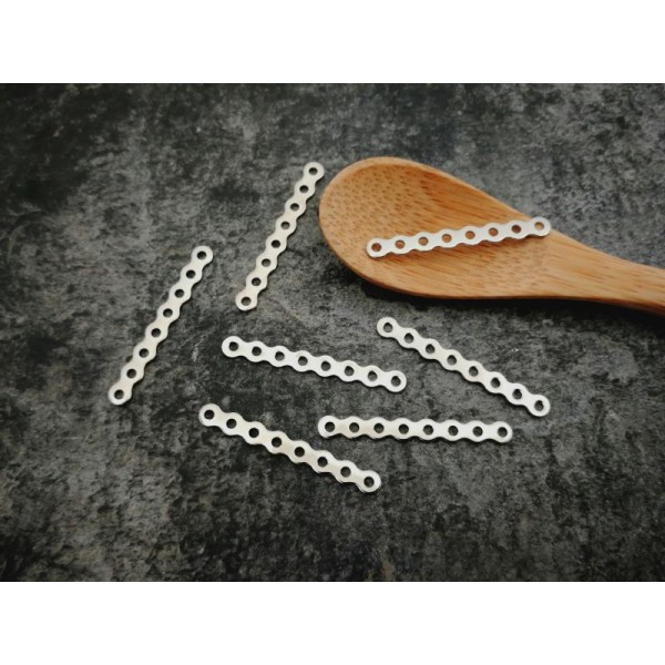Connecteurs barre multirang, Séparateur de perles, Métal argenté, 28 mm, 20 pcs - Photo n°1