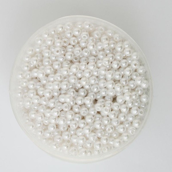 50 Perles 5mm Imitation Brillant Couleur Blanc Creation bijoux, bracelet - Photo n°1