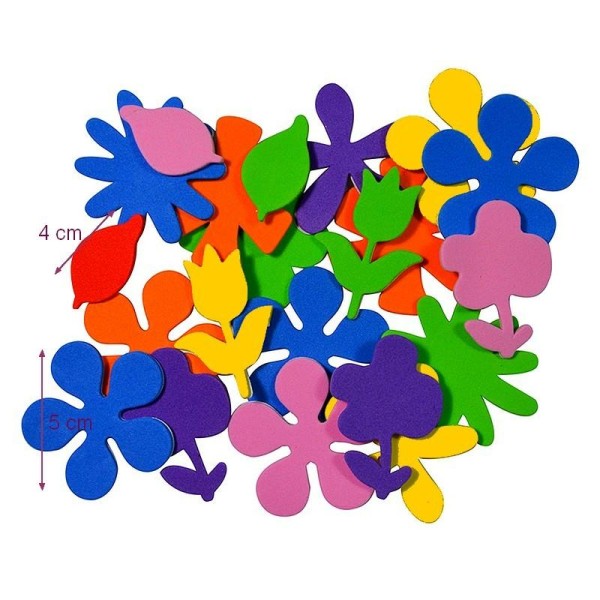 Lot de 20 Gommettes Fleurs en Mousse adhésive, de 4 à 5 cm, pour enfant et scrapbooking - Photo n°1