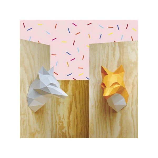Kit de pliage Trophée Origami Renard Orange à fabriquer 48x26cm - Photo n°2