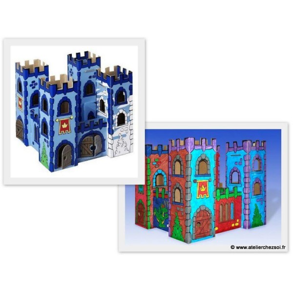 Chateau en carton à colorier - 12 feutres inclus - Calafant - Photo n°3
