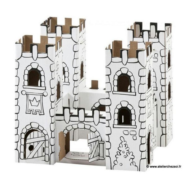 Chateau en carton à colorier - 12 feutres inclus - Calafant - Photo n°1