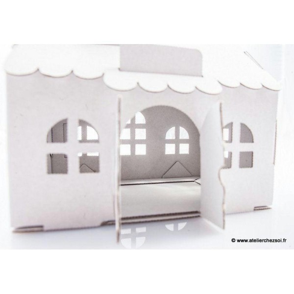 Maison Tirelire en carton blanc à construire 15cm Maquette Leolandia - Photo n°4